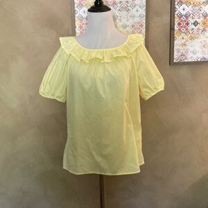 Vintage cotton pale yellow medium blouse